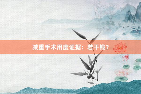 减重手术用度证据：若干钱？